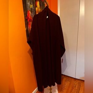 Elegant Burgundy Oversized Long Cardigan